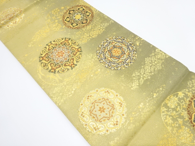 JAPANESE KIMONO / VINTAGE FUKURO OBI / WOVEN FLOWER CREST